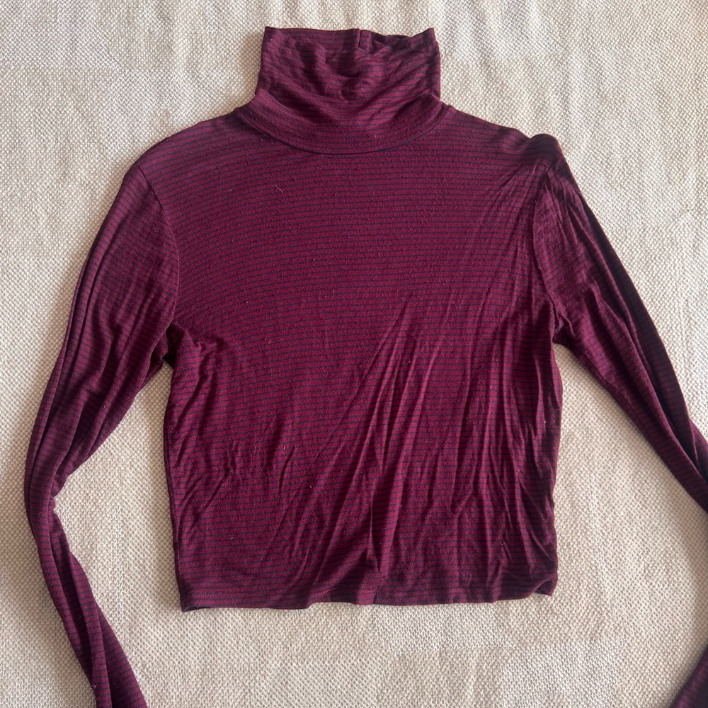 Striped turtle neck top